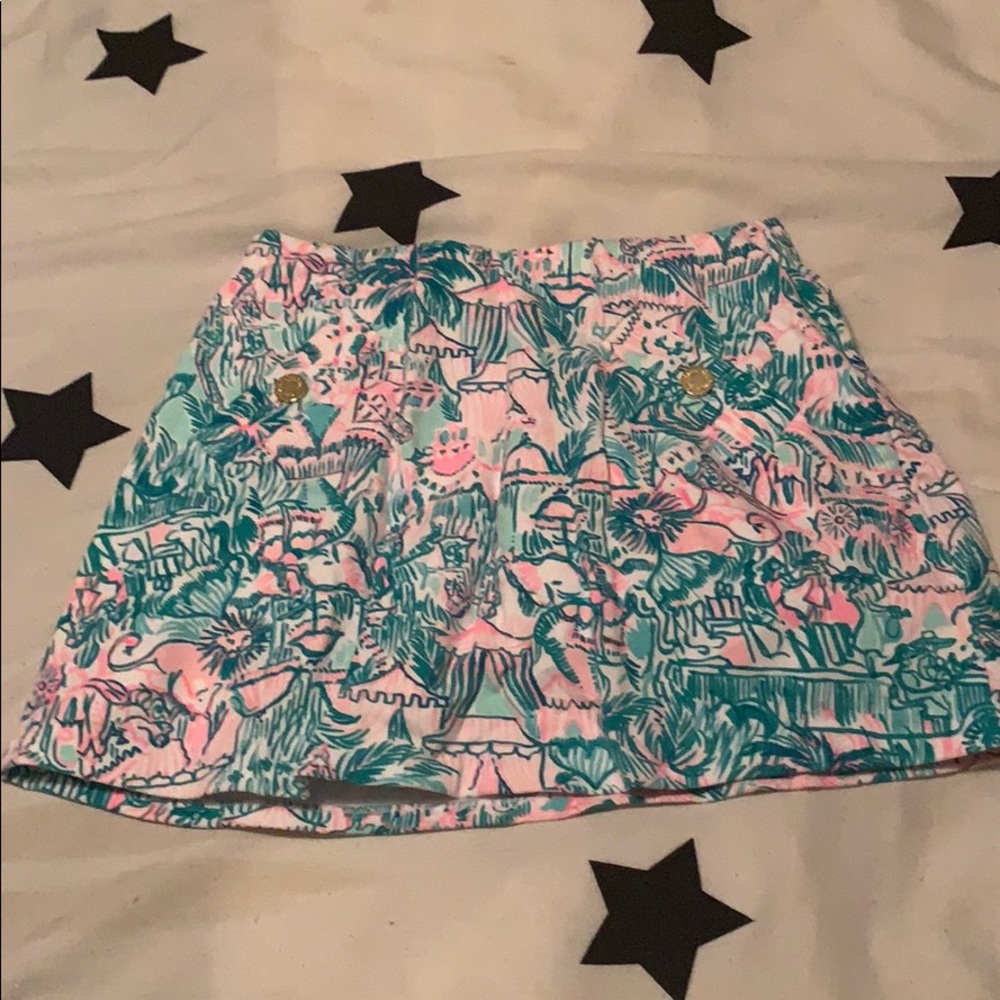 multicolored patterned skort